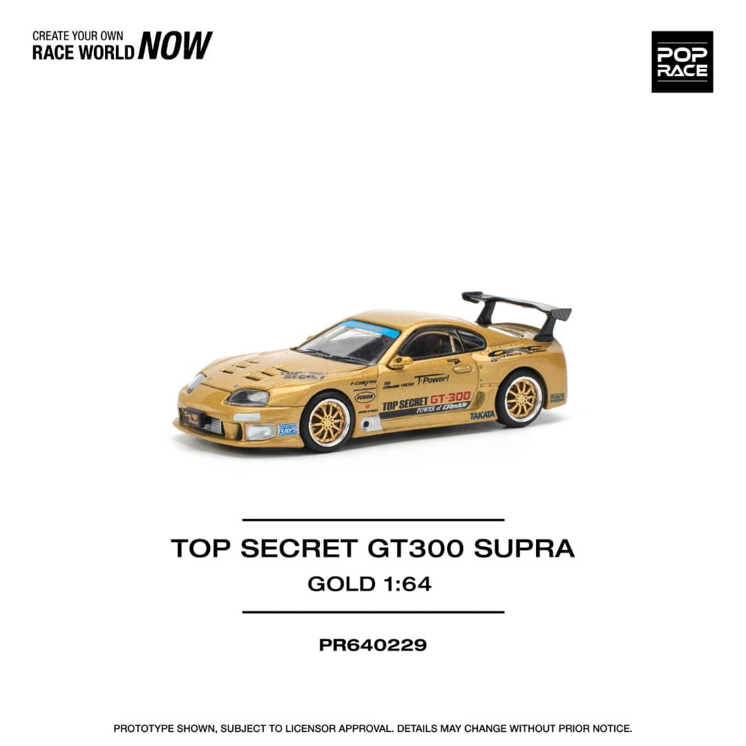 Pop Race 1/64 Supra A80 Top Secret Modified GT300 Gold