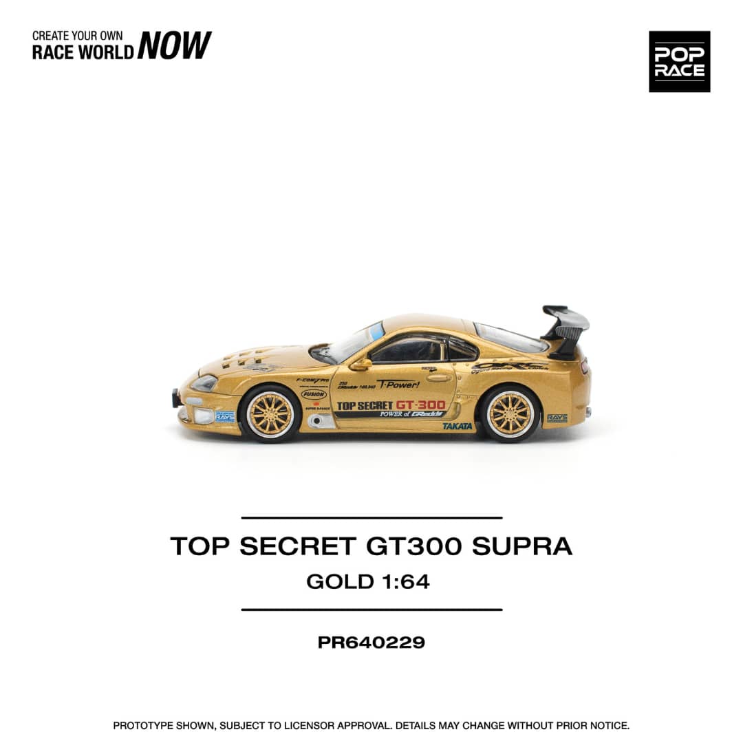 Pop Race 1/64 Supra A80 Top Secret Modified GT300 Gold