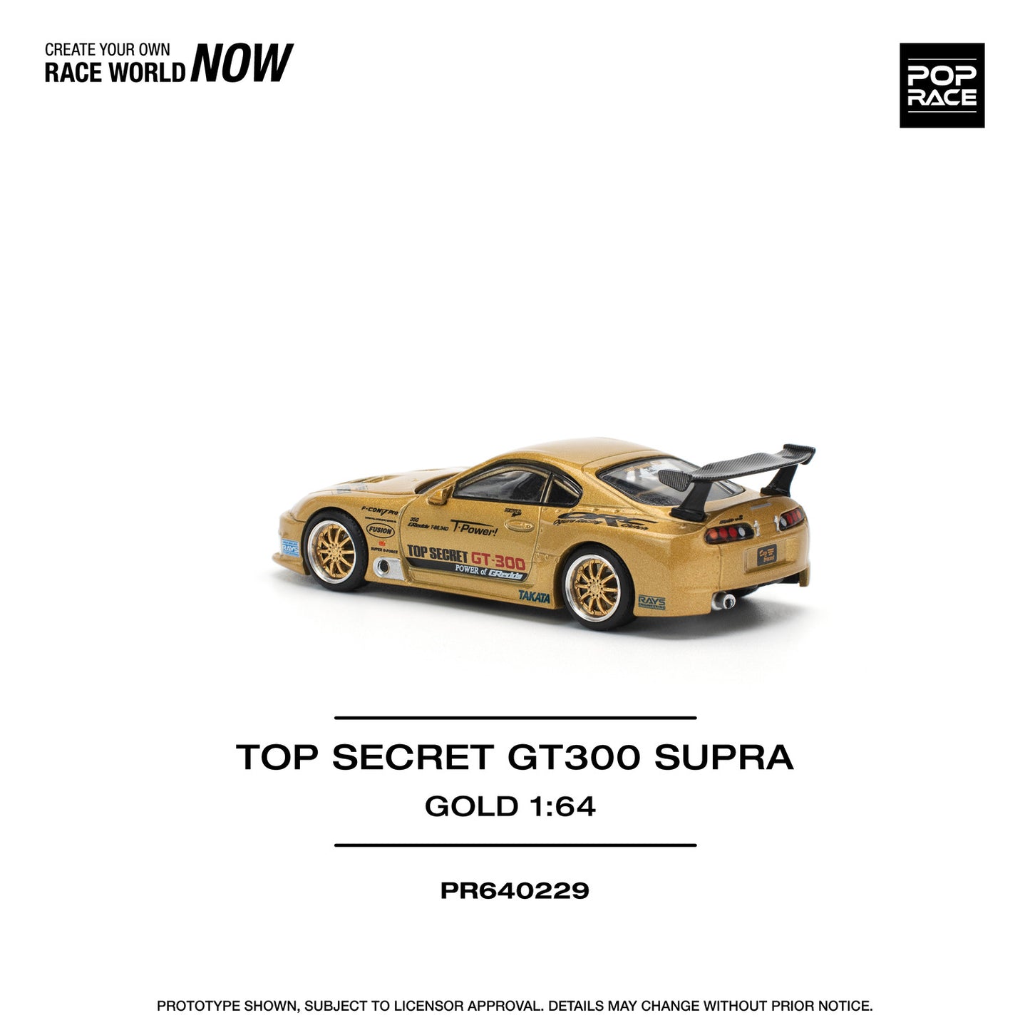 Pop Race 1/64 Supra A80 Top Secret Modified GT300 Gold