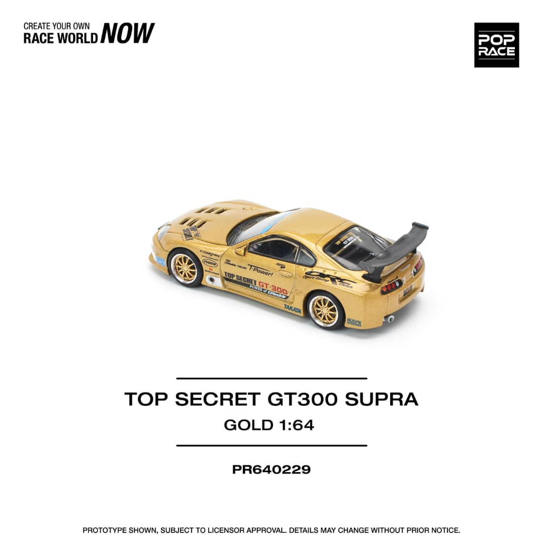 Pop Race 1/64 Supra A80 Top Secret Modified GT300 Gold