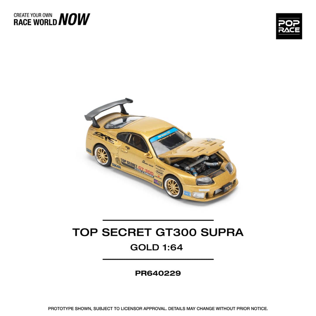 Pop Race 1/64 Supra A80 Top Secret Modified GT300 Gold