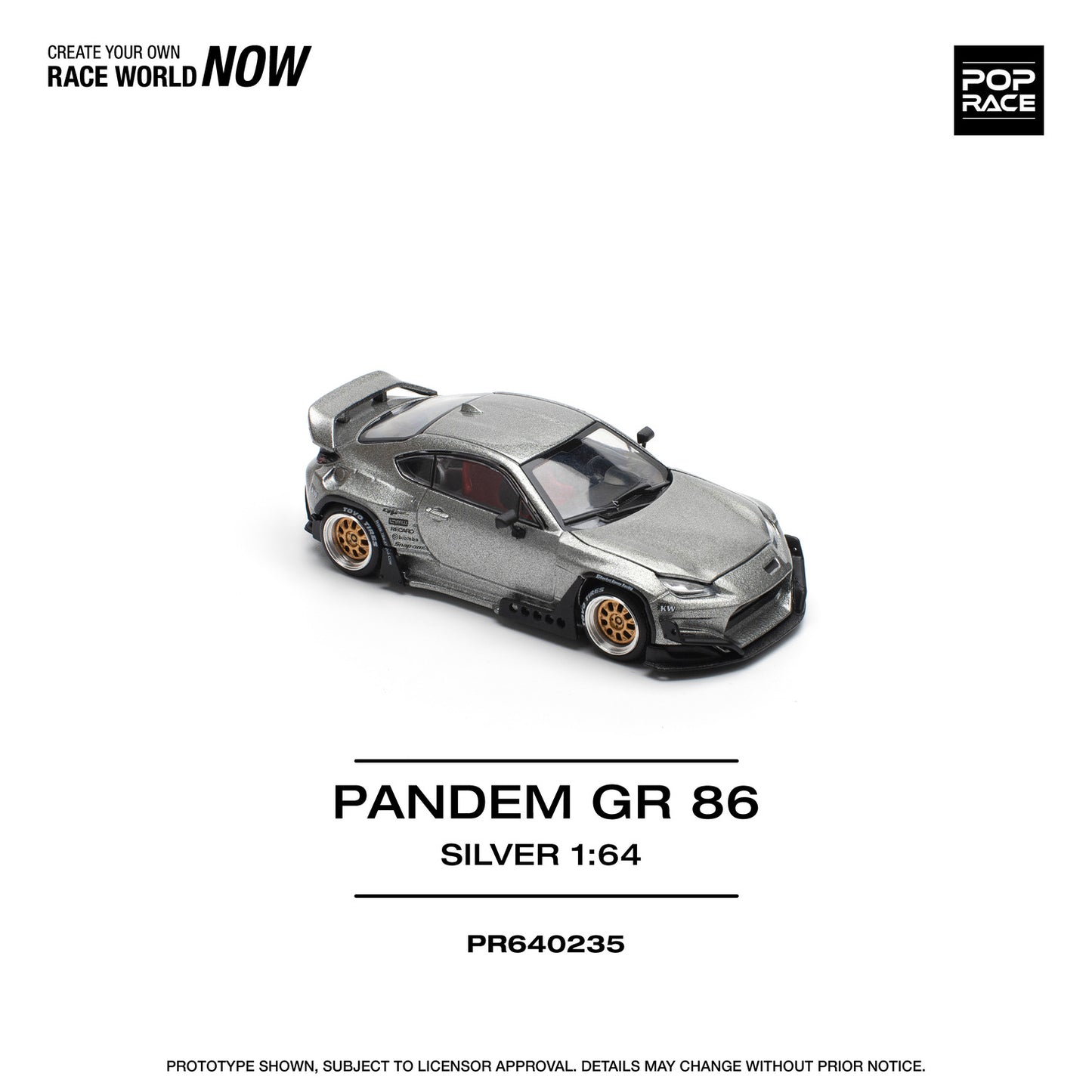 Pop Race 1/64 Pandem GR86 Rocket Bunny Modified Silver
