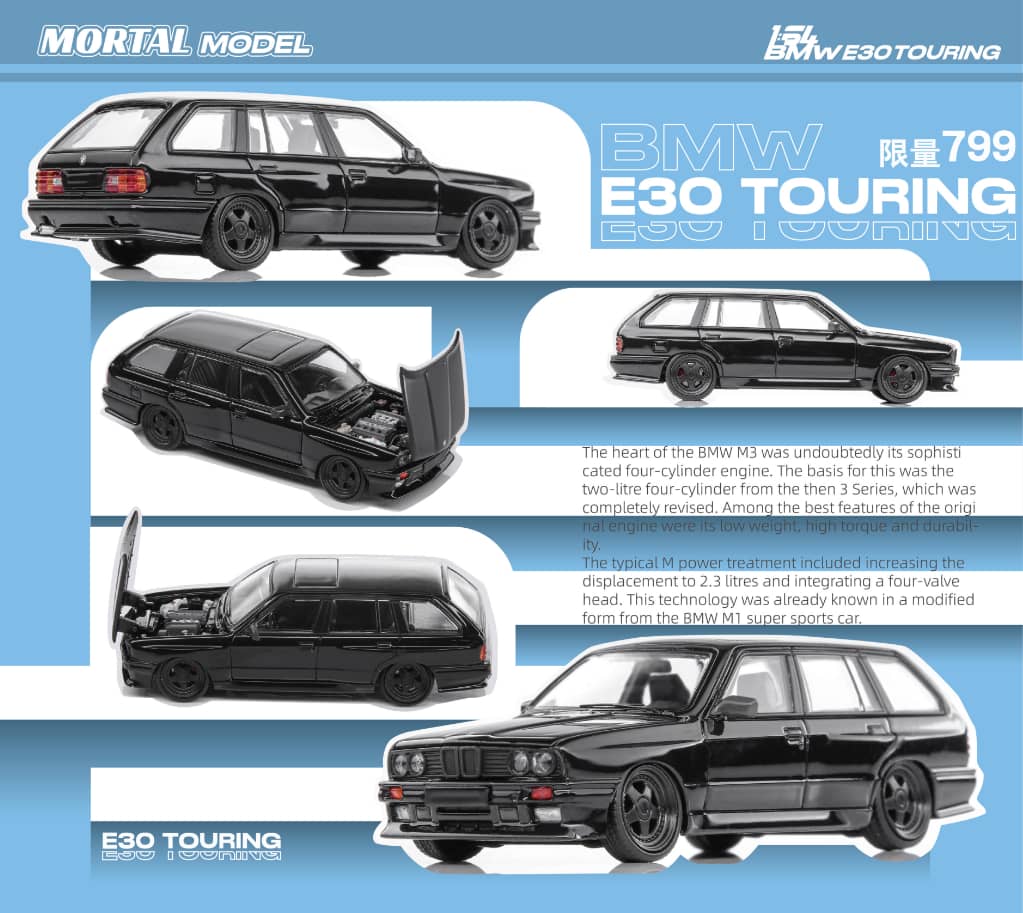 Mortal 1/64 3 Series Mk1 E30 Wagon (Open-Engine Hood, Visible Engine)