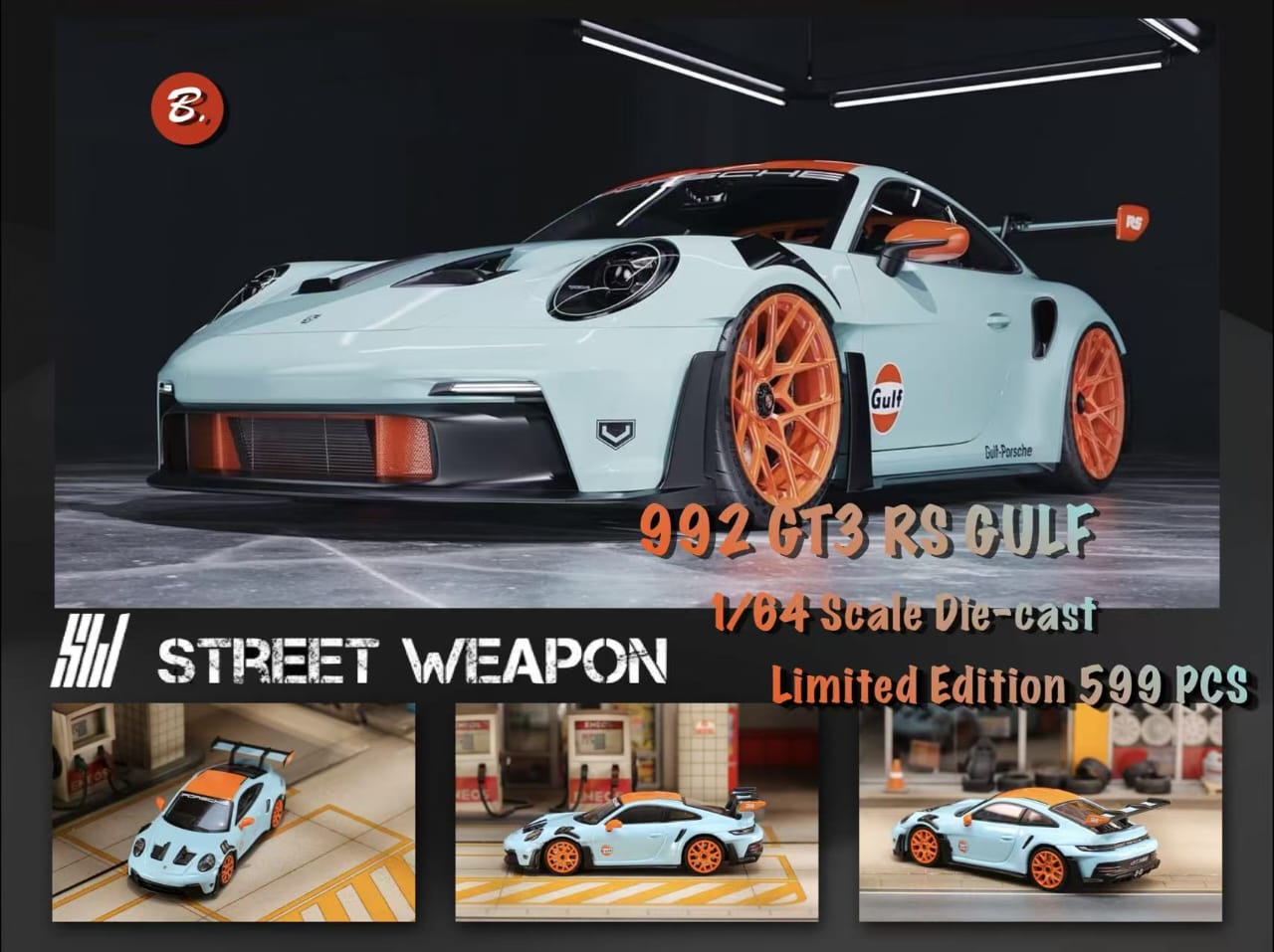 Street Weapon 1/64 992 GT3 RS Gulf Blue