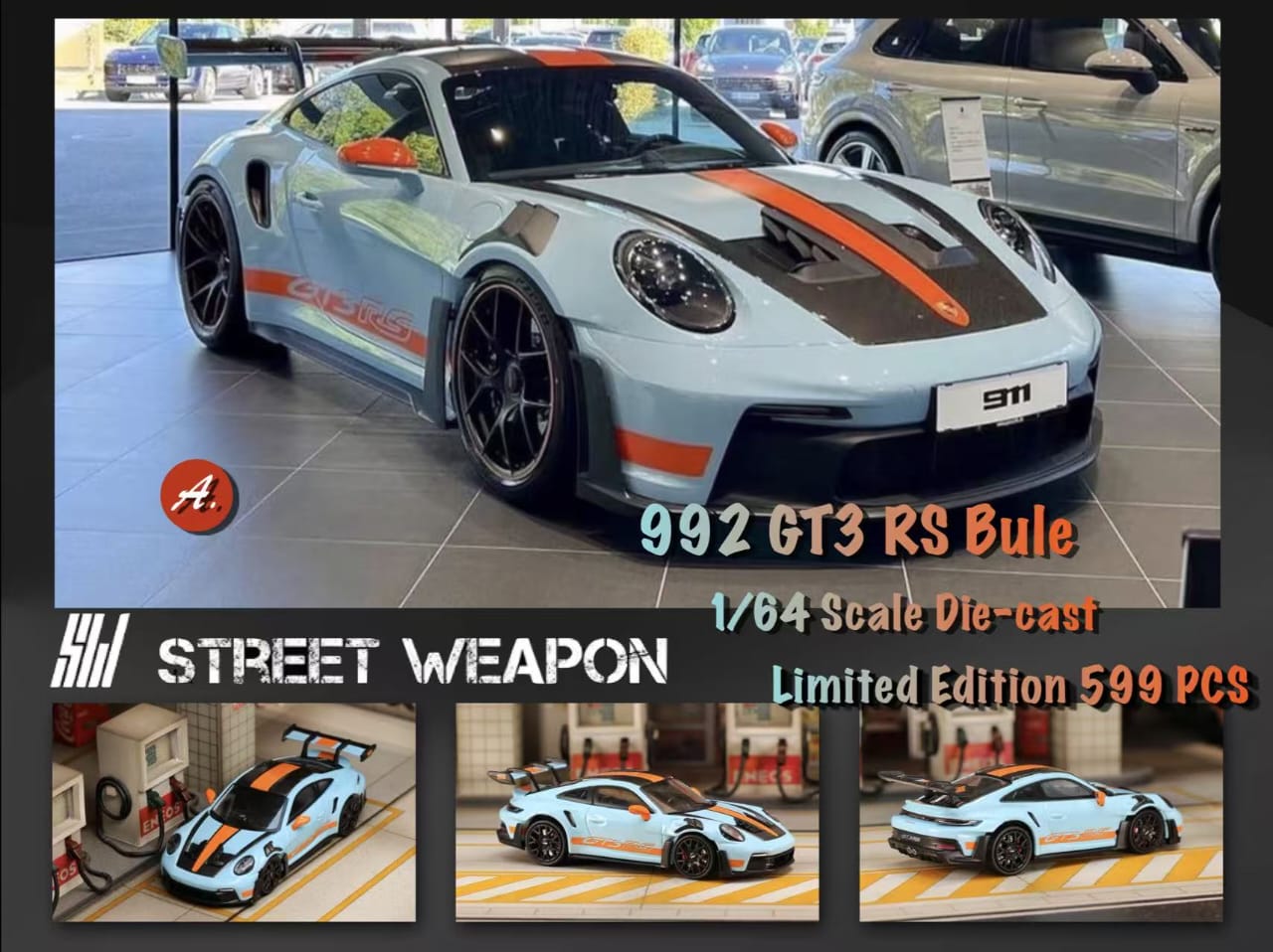 Street Weapon 1/64 992 GT3 RS Gulf Blue