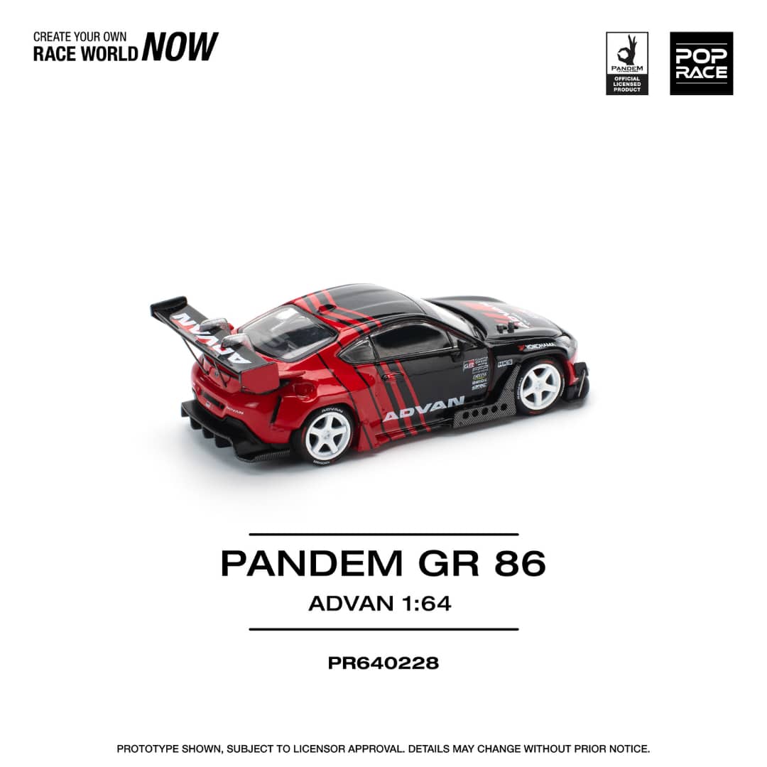 Pop Race 1/64 Pandem GR86 Rocket Bunny Modified Advan (Open-Hood, Visible Engine)