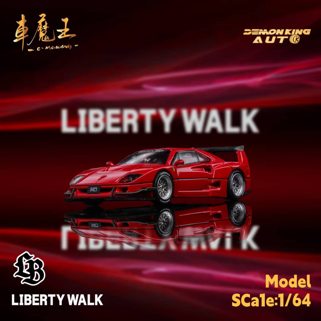 Demon King Auto 1/64 F40 LB-Works Gull-Wing Concept Modified - Rosso Corsa Red