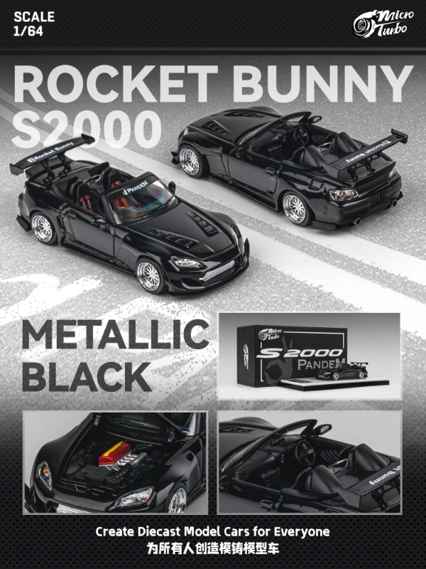 MicroTurbo 1/64 S2000 AP1 Pandem Rocket Bunny Modified - Metallic Black Color
Open-Hood丨Detachable Engine丨Magnetic Spoiler