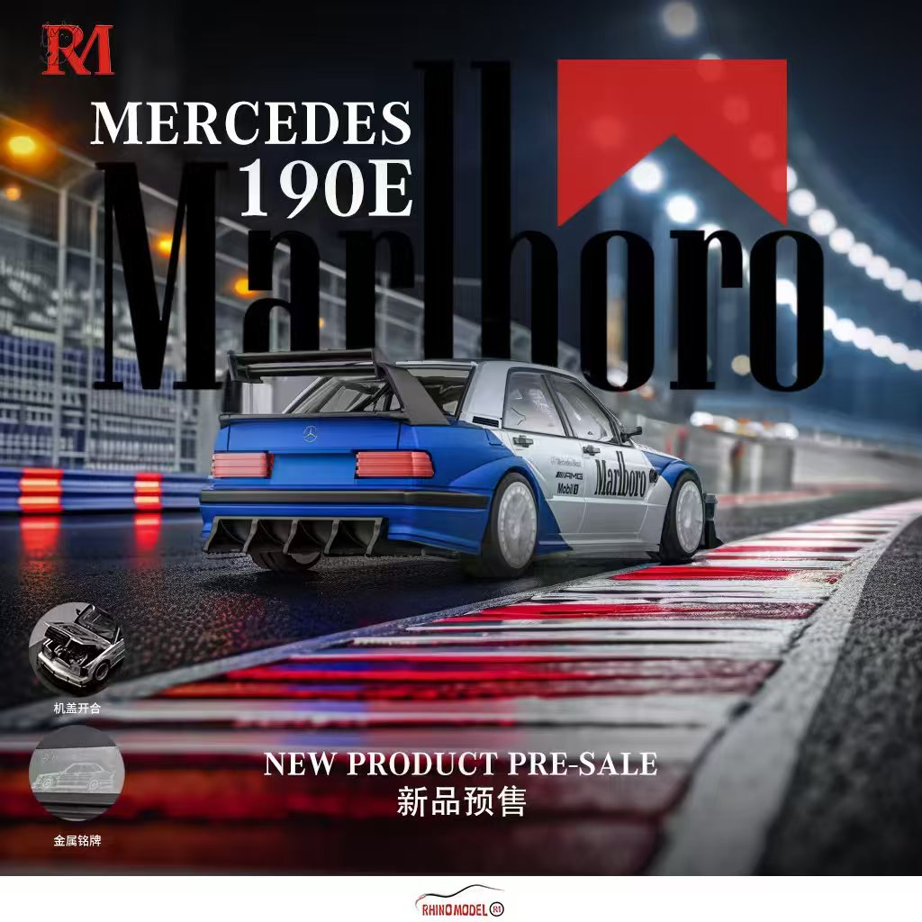 Rhino Model 1/64 190E W201 HWA Concept Modified
Open-Hood, Visible Engine