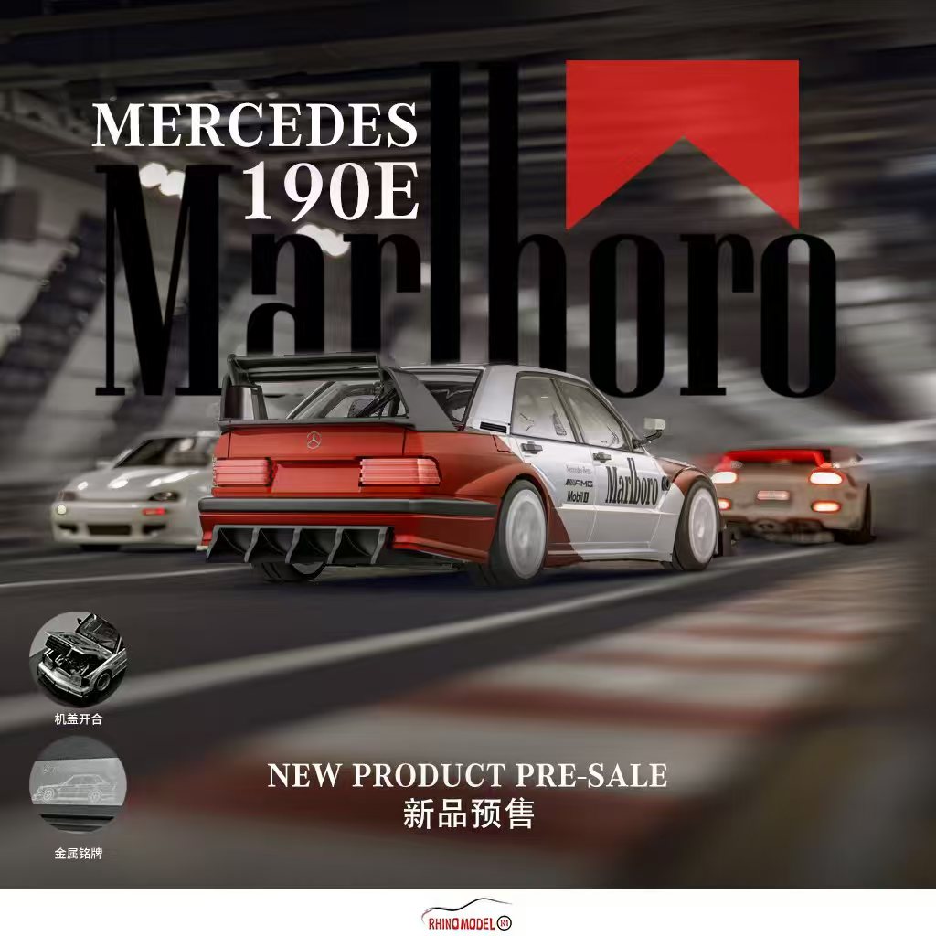 Rhino Model 1/64 190E W201 HWA Concept Modified
Open-Hood, Visible Engine