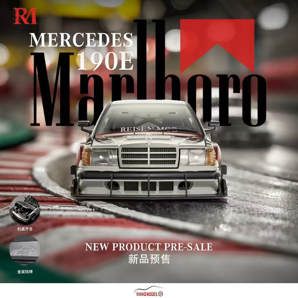 Rhino Model 1/64 190E W201 HWA Concept Modified
Open-Hood, Visible Engine