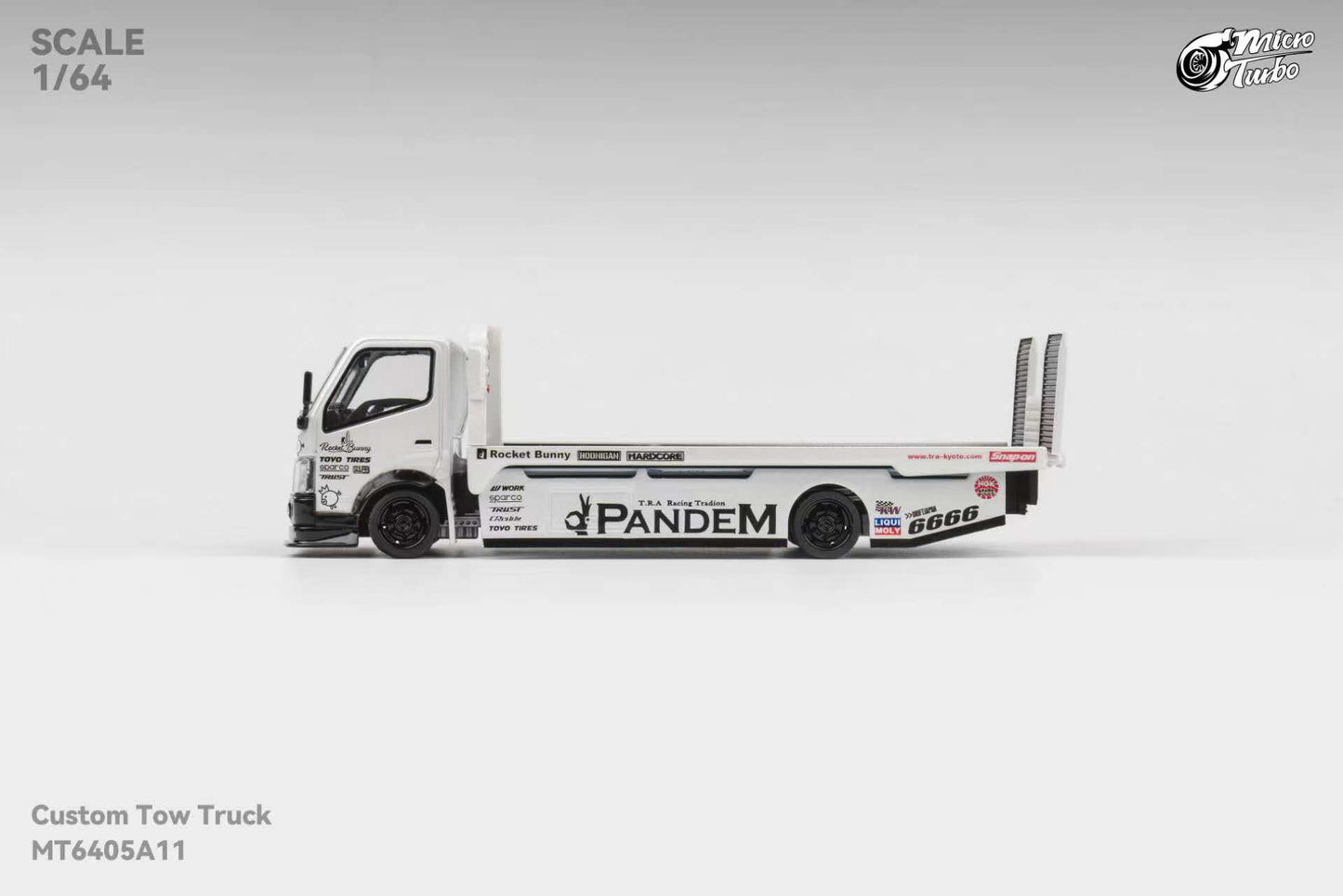 MicroTurbo 1/64 300 Series II - Custom Tow Truck - Metallic White Pandem Rocket Bunny Livery