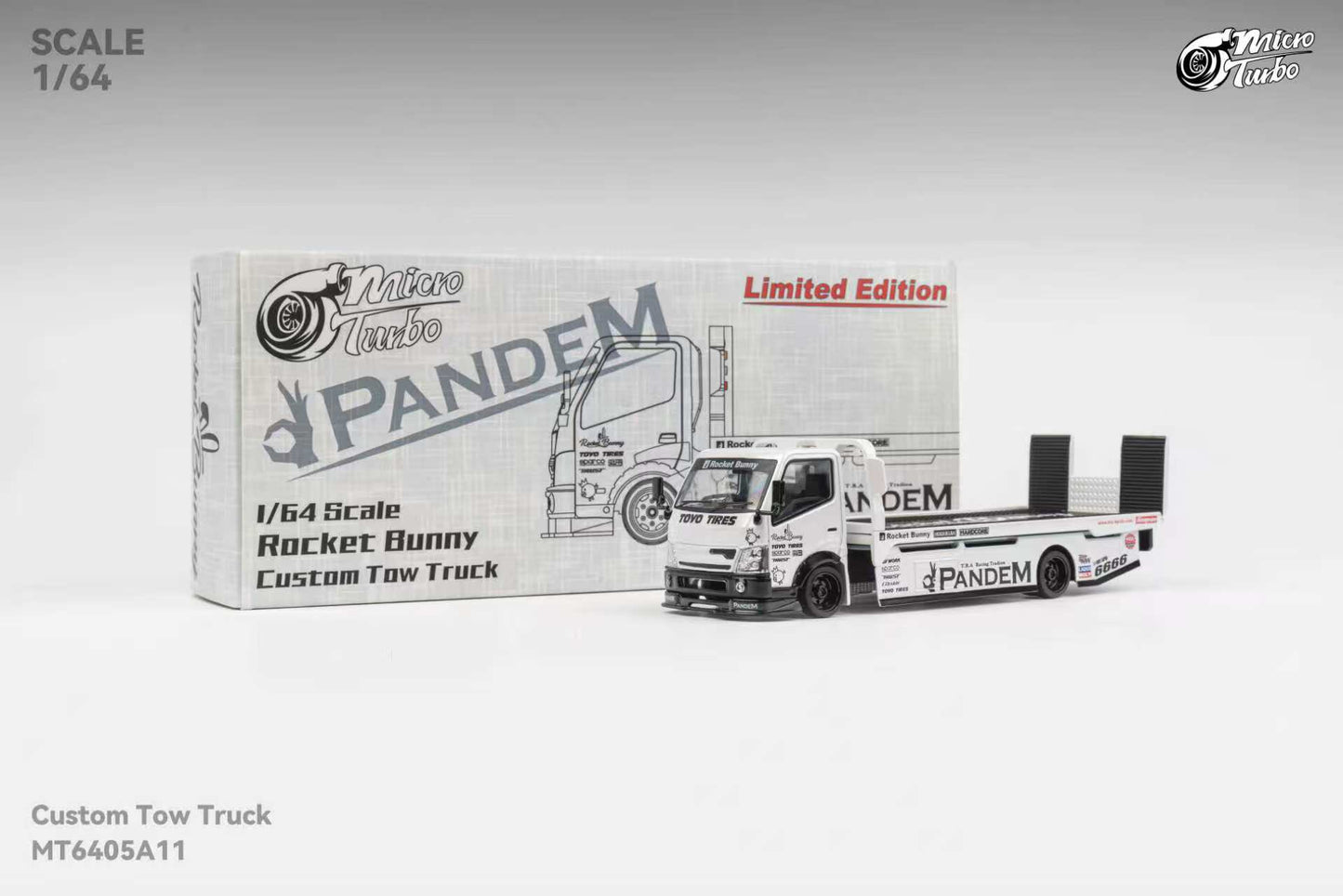 MicroTurbo 1/64 300 Series II - Custom Tow Truck - Metallic White Pandem Rocket Bunny Livery