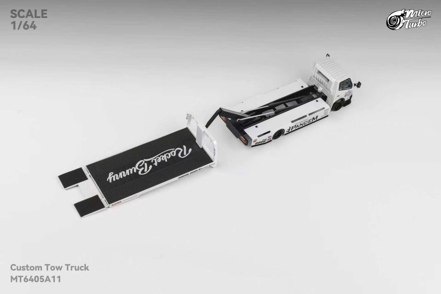 MicroTurbo 1/64 300 Series II - Custom Tow Truck - Metallic White Pandem Rocket Bunny Livery