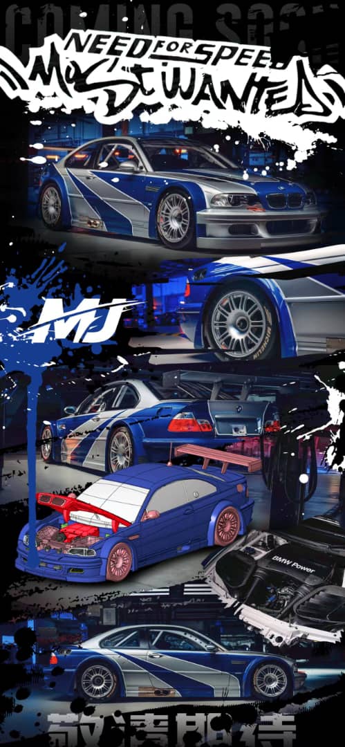 MJ 1/64 M3 E46 GTR NFS Silverblue Livery