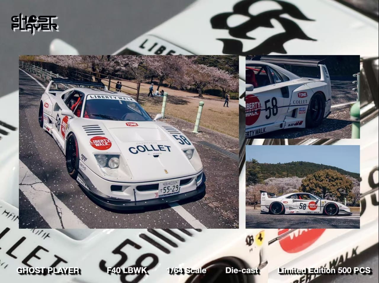 Ghost Player x Street Weapon 1/64 Liberty Walk F40 - White Collet
