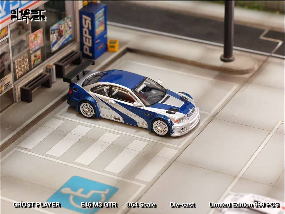 Ghost Player x Street Weapon 1/64 M3 E46 GTR - NFS Silverblue Livery