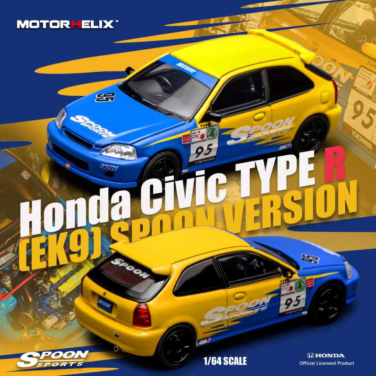 Motorhelix 1 64 Honda Civic Type R EK9 Spoon Livery Black Ice Diecast motorhelix-1-64-honda-civic-type-r-ek9-spoon-livery-black-ice-diecast