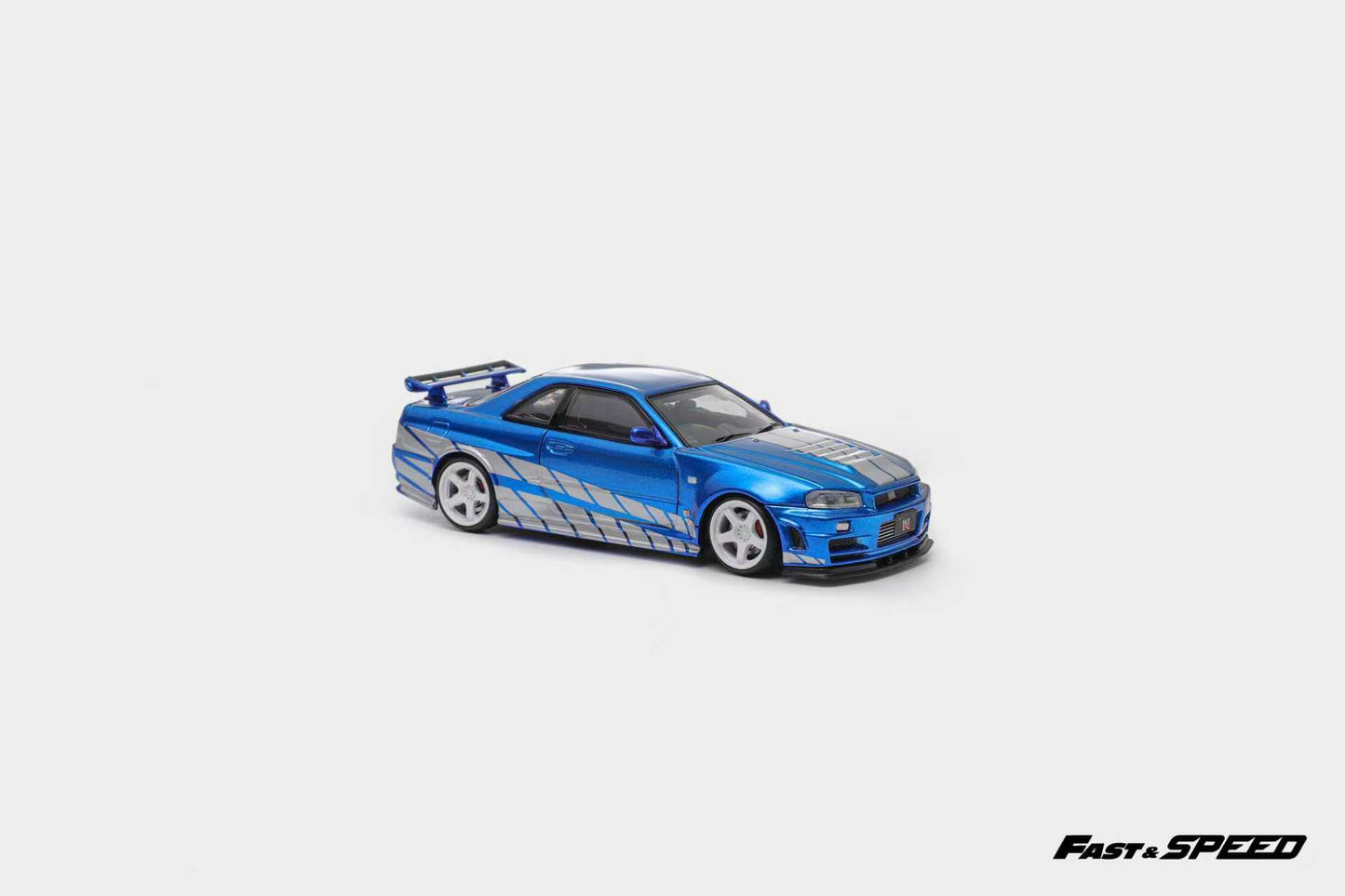 Fast Speed 1/64 Skyline GT-R R34 Nismo Z-Tune Blue with Silver Stripe