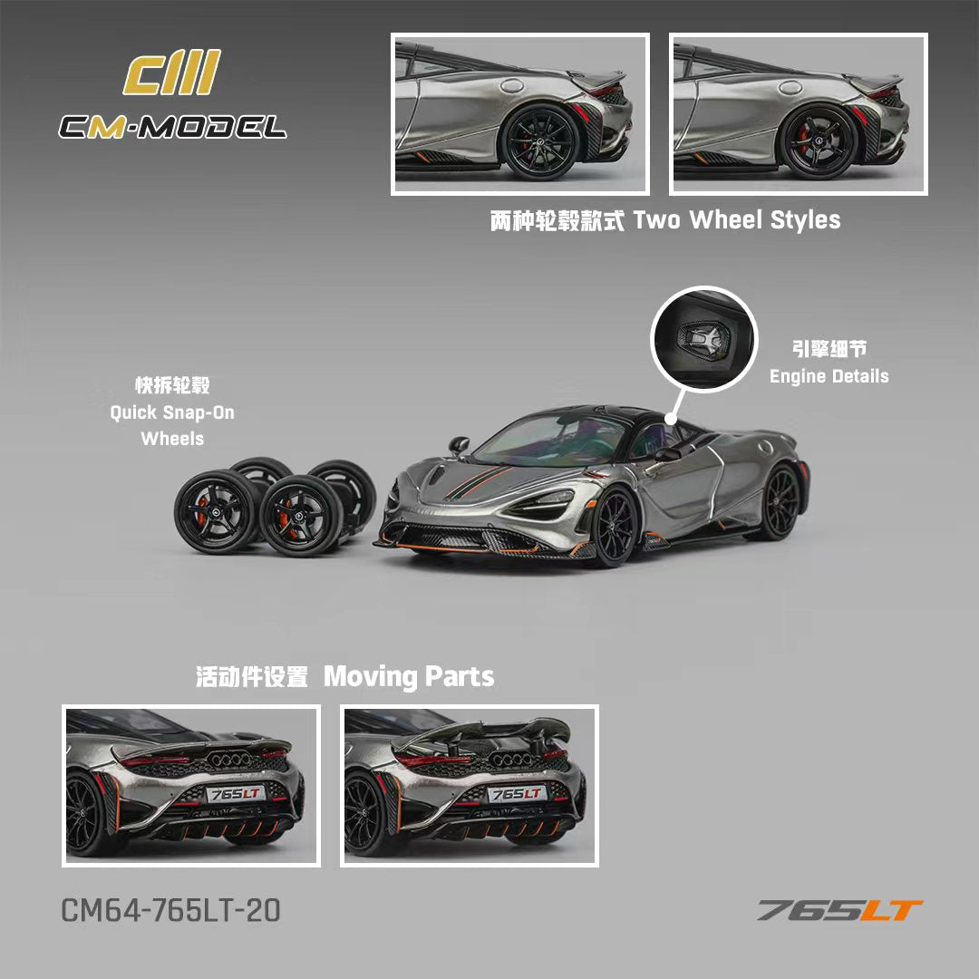 ETA: May 2026 ] CM Model 1/64 McLaren 765LT - Silver Grey – Black