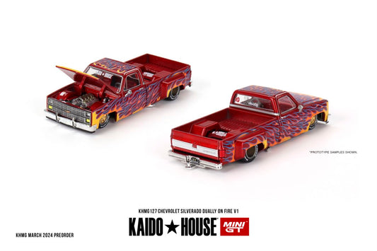 Kaido★House x Mini GT 1/64 Chevrolet Silverado Dually on Fire V1