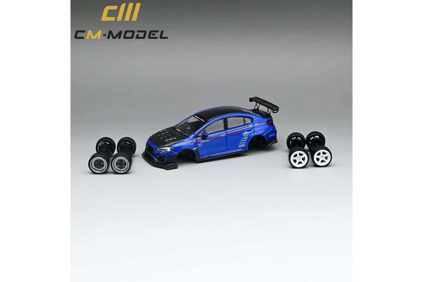 CM Model 1/64 Subaru WRX VAB Varis Edition with Carbon Bonnet - Blue