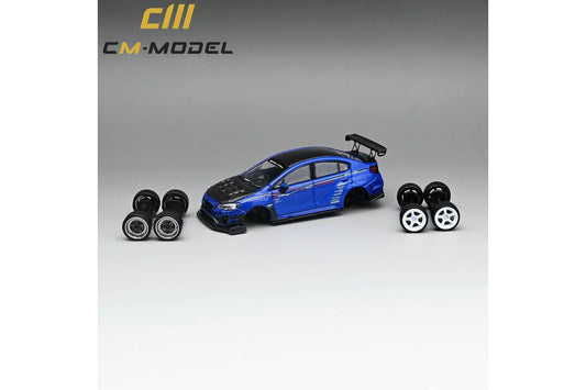 CM Model 1/64 Subaru WRX VAB Varis Edition with Carbon Bonnet - Blue