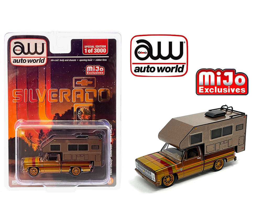 Auto World 1/64 1983 Chevrolet Silverado with Camper Limited 3,000 Pieces – Mijo Exclusives