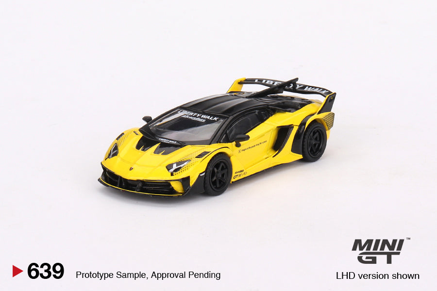 Mini GT 1/64 Lamborghini LB-Silhouette WORKS Aventador GT EVO – Yellow ***In clamshell blisters***