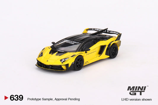 Mini GT 1/64 Lamborghini LB-Silhouette WORKS Aventador GT EVO – Yellow ***In clamshell blisters***