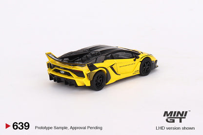 Mini GT 1/64 Lamborghini LB-Silhouette WORKS Aventador GT EVO – Yellow ***In clamshell blisters***