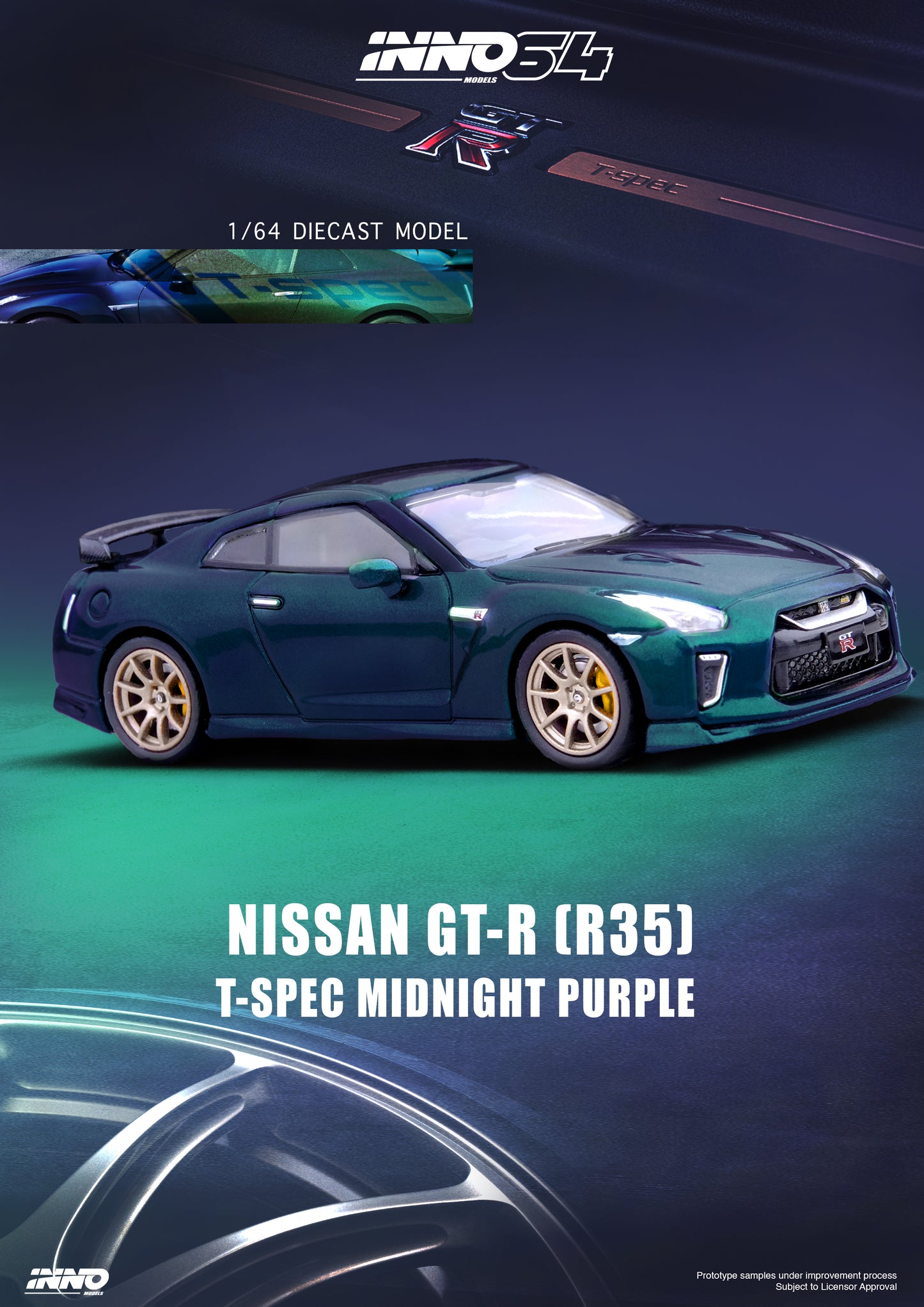 Inno64 1/64 NISSAN GT-R (R35) T-SPEC Midnight Purple