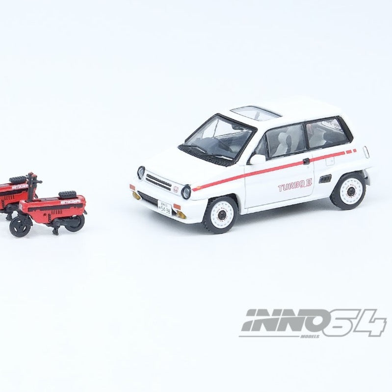Inno64 1:64 HONDA CITY TURBO II White With Red MOTOCOMPO