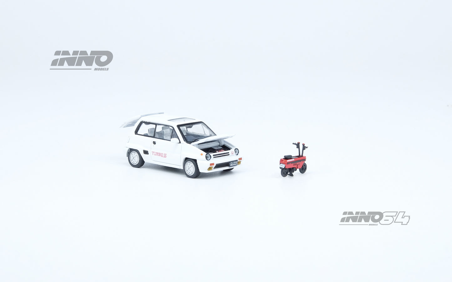 Inno64 1:64 HONDA CITY TURBO II White With Red MOTOCOMPO