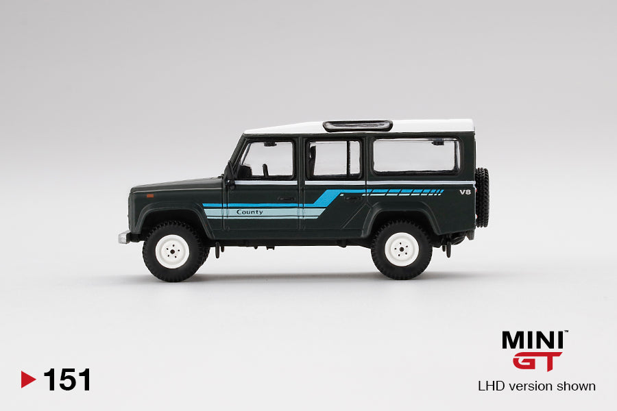 Mini GT 1:64 Land Rover Defender 110 1985 County Station Wagon Grey ***in clamshell blisters***