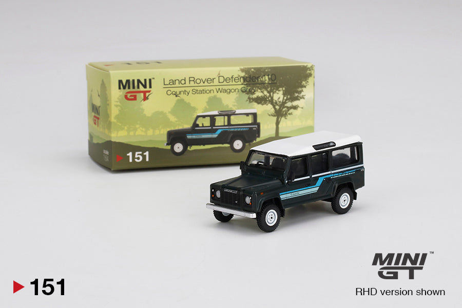 Mini GT 1:64 Land Rover Defender 110 1985 County Station Wagon Grey ***in clamshell blisters***