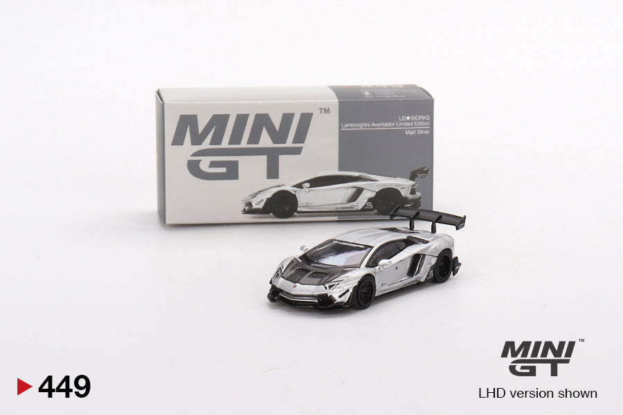 Mini GT 1/64 LB★WORKS Lamborghini Aventador Limited Edition Matt Silver ***in clamshell blisters***