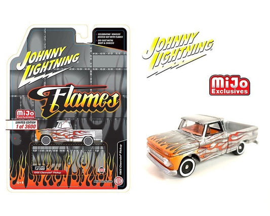 JL 1:64 Mijo 1966 Chevy Pick Up Silver w/ Flames