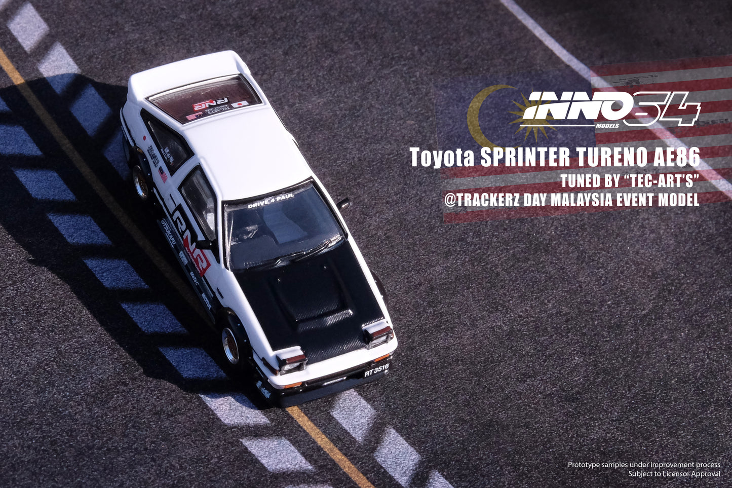 Inno64 1:64 Toyota SPRINTER TRUENO AE86 Tuned by "TEC-ART'S" @TRACKERZ DAY MALAYSIA EVENT MODEL Limited Edition