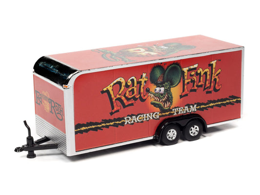 Auto World 1/64 Enclosed Trailer in Rat Fink Red