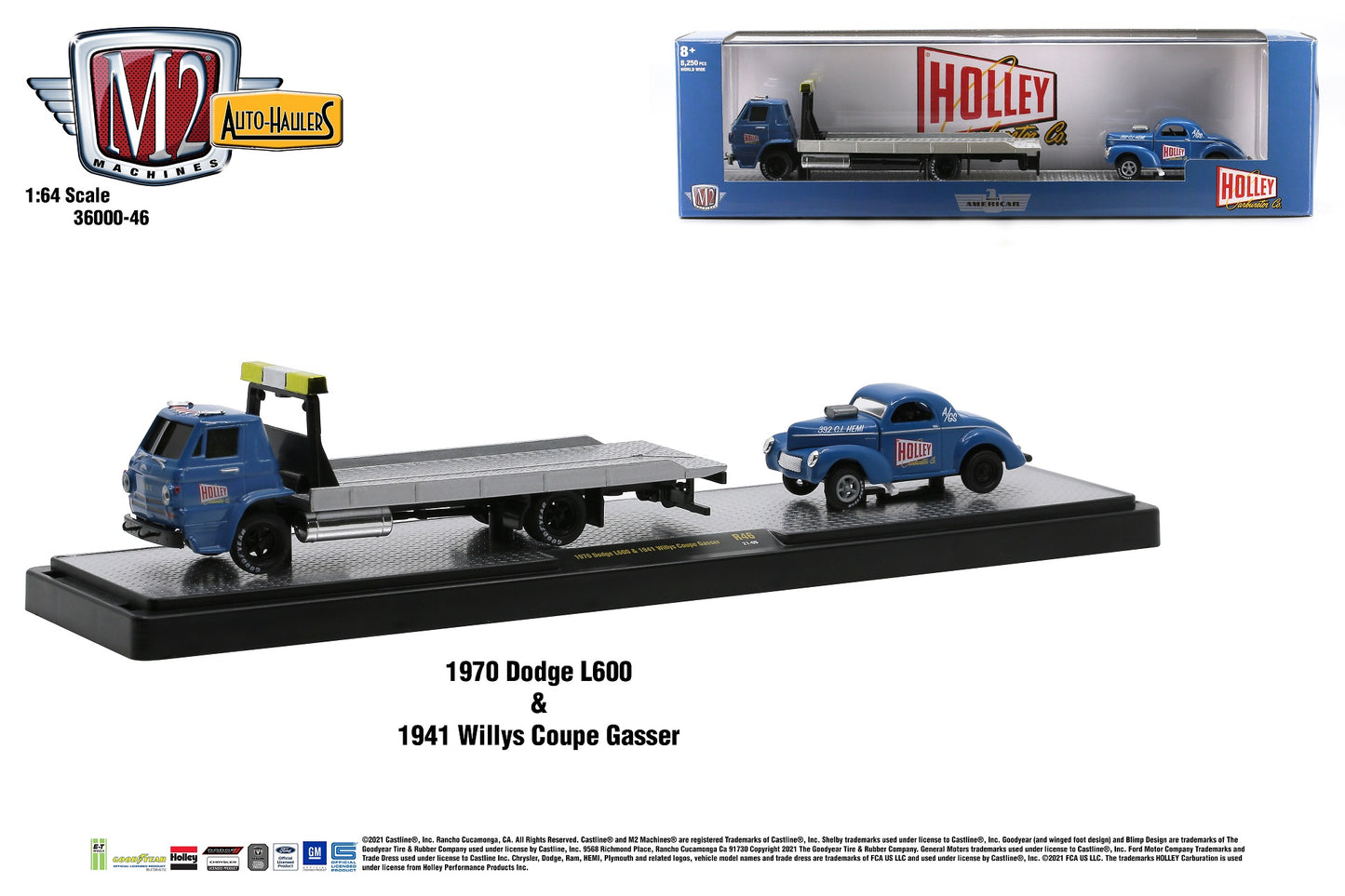 M2 1:64 Auto-Haulers R46 - 1970 Dodge L600 & 1941 Willys Coupe GASSER - HOLLEY