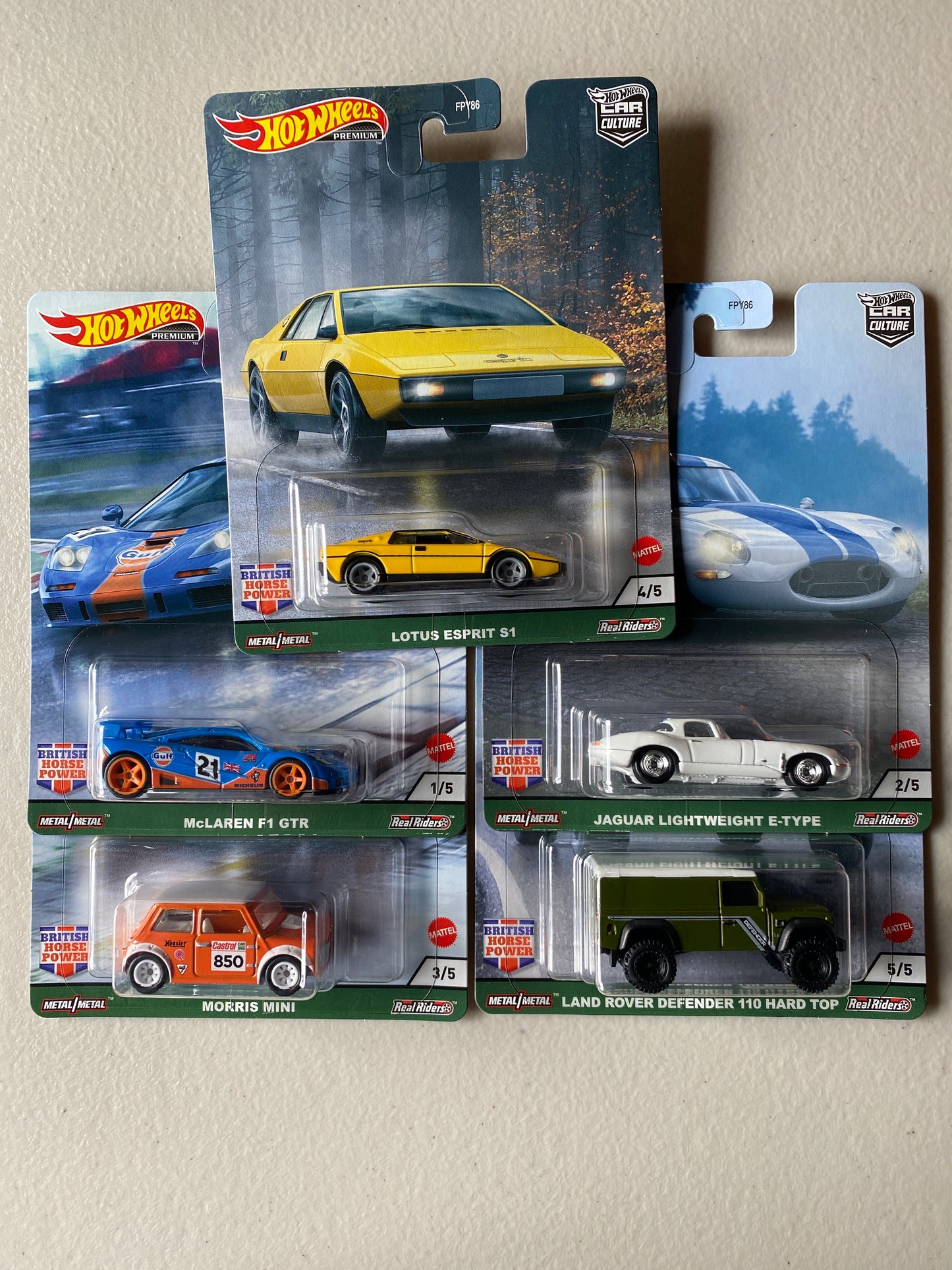 Hot Wheels 1/64 Car Culture British Horsepower (set of 5)