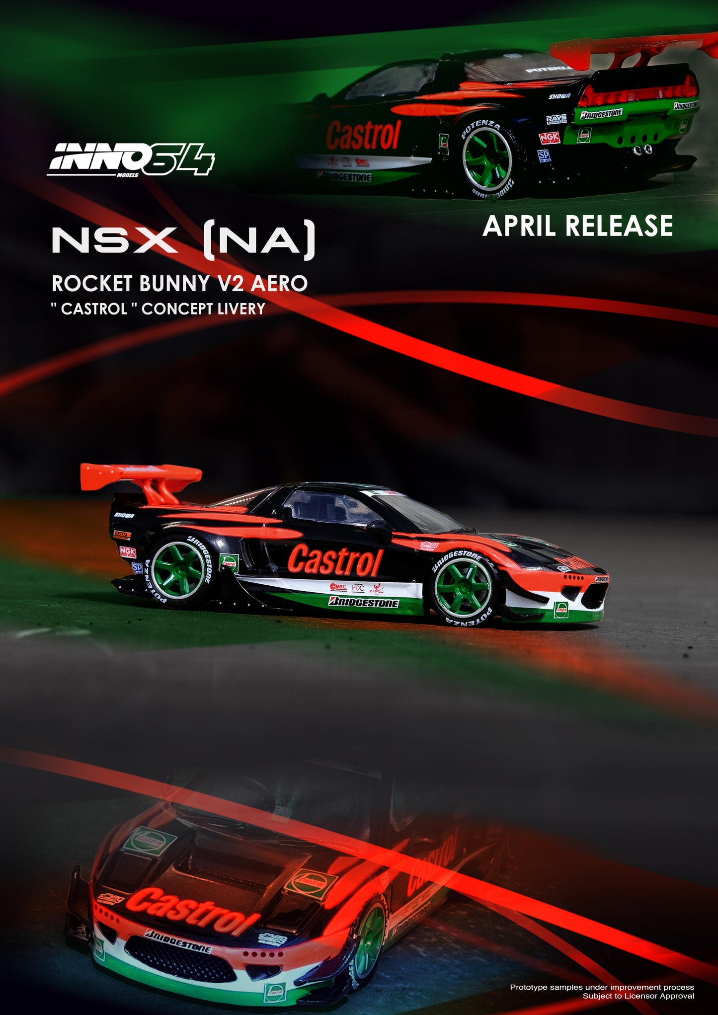 Inno64 1/64 NSX (NA1) ROCKET BUNNY V2 AERO "CASTROL" Concept Livery