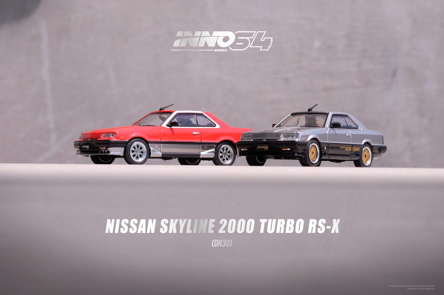 Inno64 1/64 NISSAN SKYLINE 2000 TURBO RS-X (DR30) Red/Silver