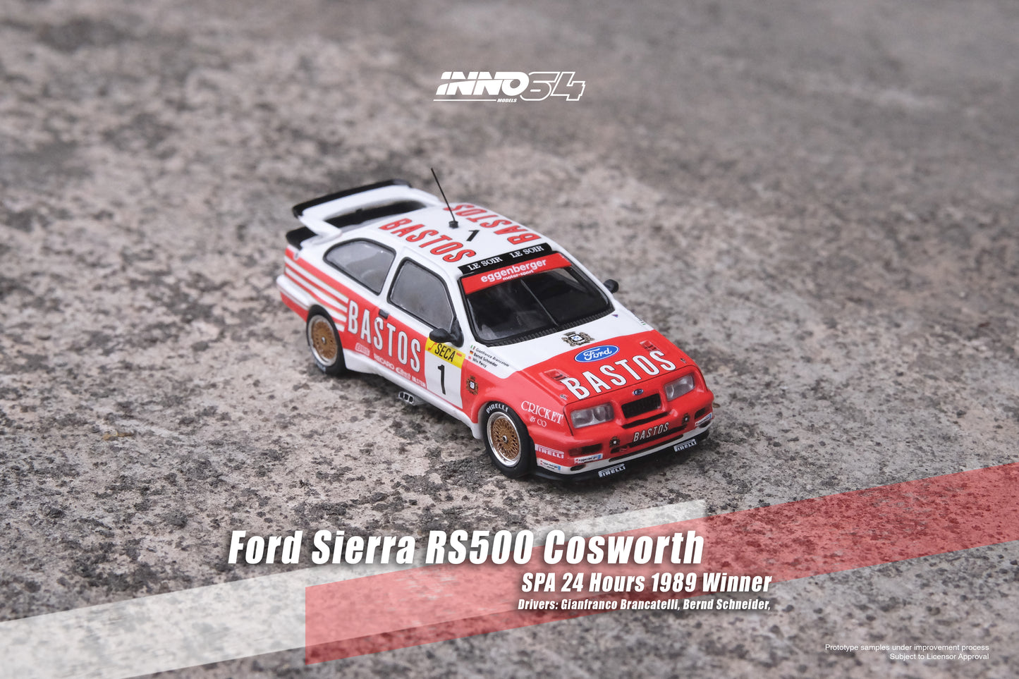 Inno64 1/64 FORD SIERRA RS500 COSWORTH #1 "BASTOS" SPA 24 HOURS 1989 Winner