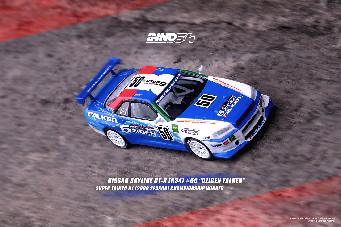 Inno64 1/64 NISSAN SKYLINE GT-R (R34) #50 "5ZIGEN FALKEN"Super Taikyu 2000 N1 Championship Winner