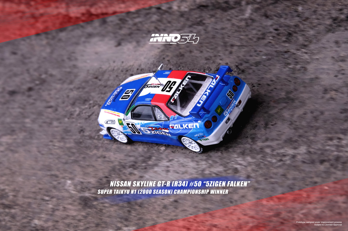 Inno64 1/64 NISSAN SKYLINE GT-R (R34) #50 "5ZIGEN FALKEN"Super Taikyu 2000 N1 Championship Winner