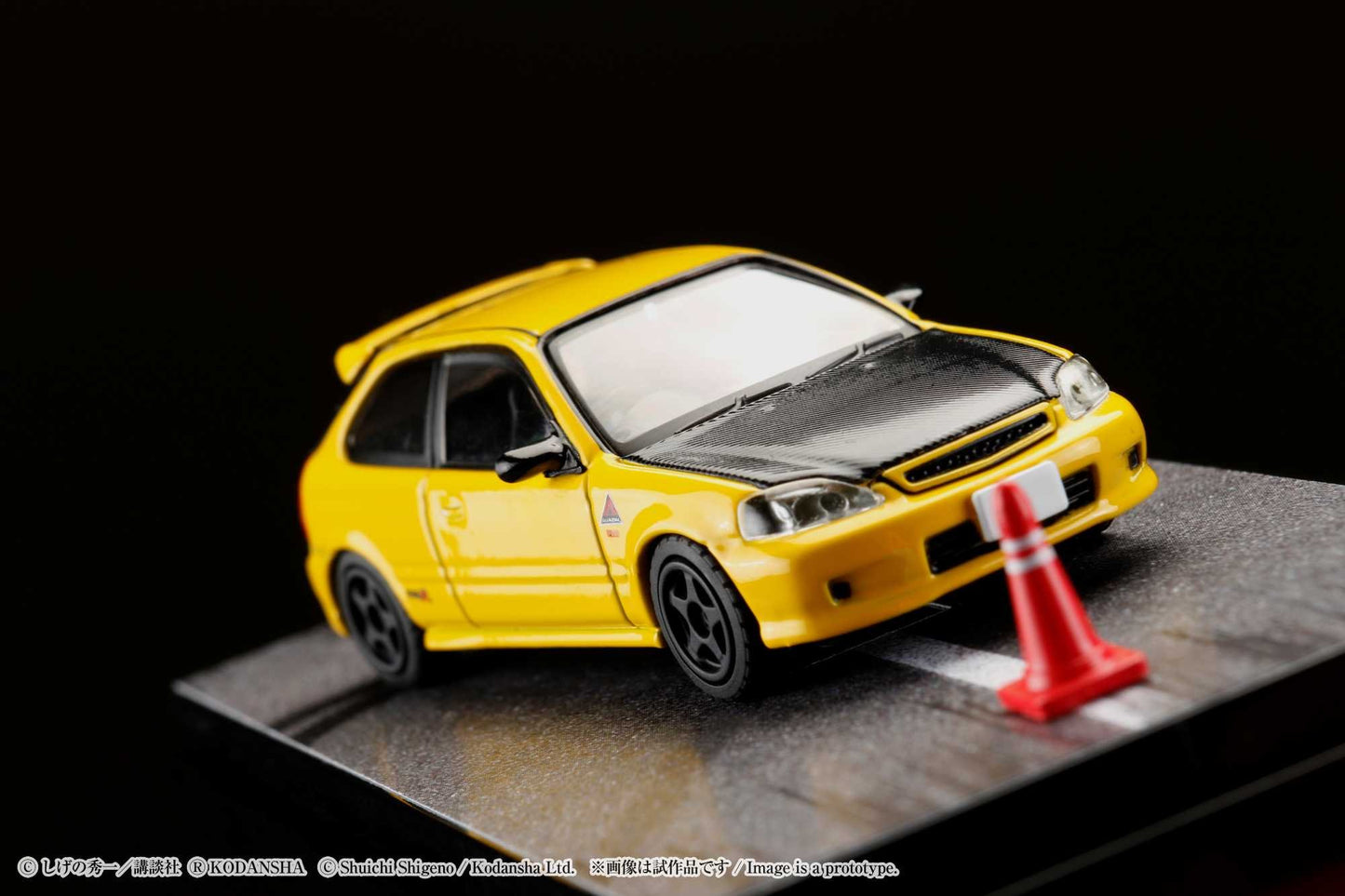 Hobby Japan 1/64 Honda CIVIC (EK9) Todo-Juku / Tomoyuki Tachi (INITIAL D: Diorama Set with Driver Figure)