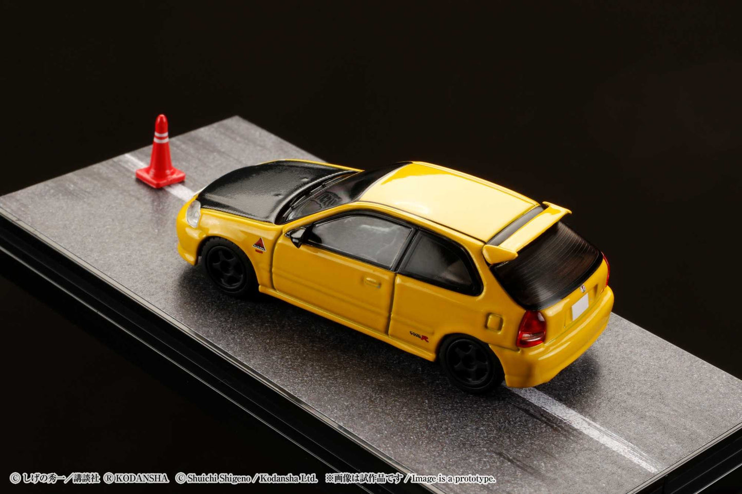 Hobby Japan 1/64 Honda CIVIC (EK9) Todo-Juku / Tomoyuki Tachi (INITIAL D: Diorama Set with Driver Figure)