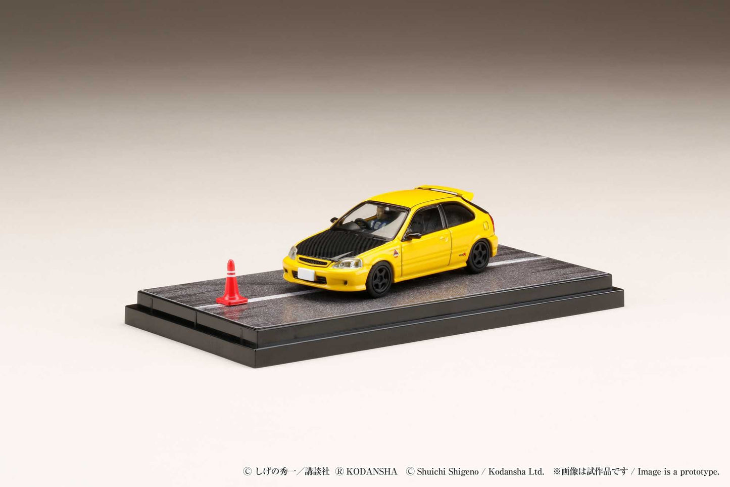 Hobby Japan 1/64 Honda CIVIC (EK9) Todo-Juku / Tomoyuki Tachi (INITIAL D: Diorama Set with Driver Figure)